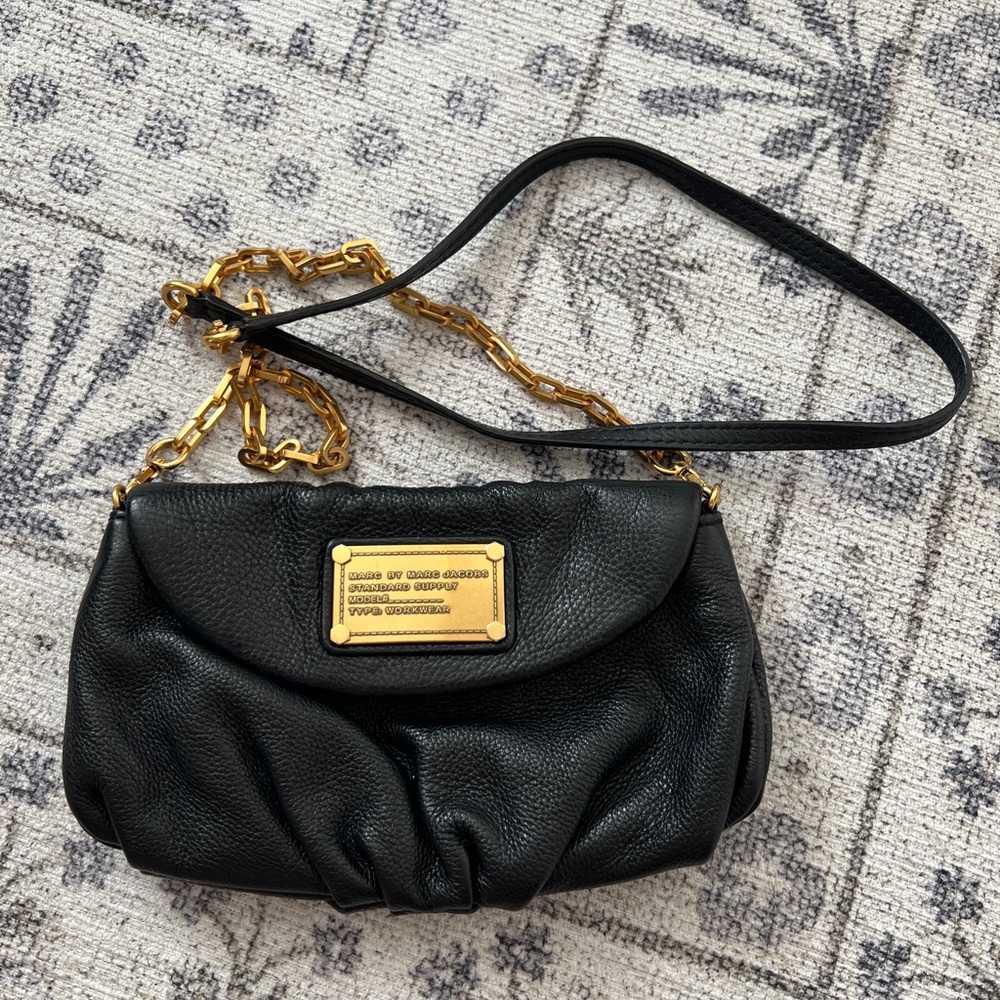Marc By Marc Jacobs Black Crossbody Bag with Gold Accents